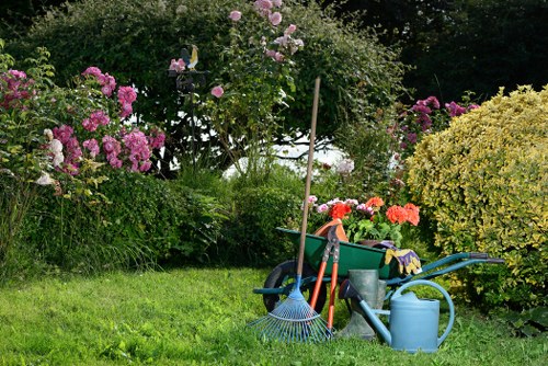 Seasonal garden maintenance activities in Raynes Park, including pruning and planting